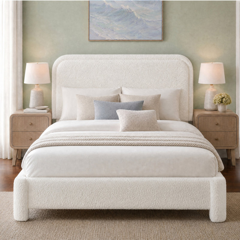 Base de lit plateforme tapissier Teddy, Grand lit