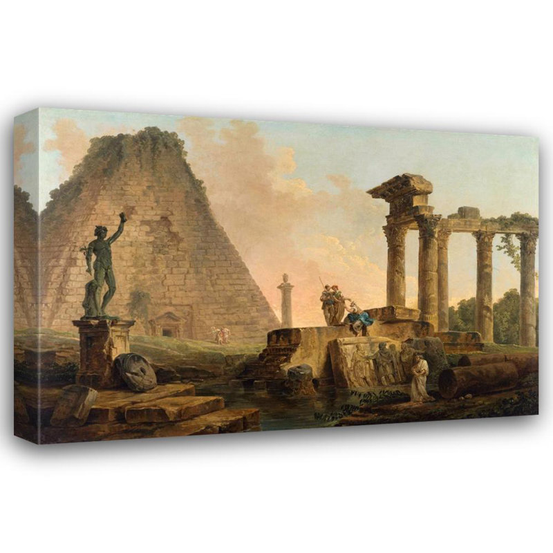 «Roman Ruins» par Hubert Robert - Art mural sur toile tendue avec châssis, H 24 po x l 17 po