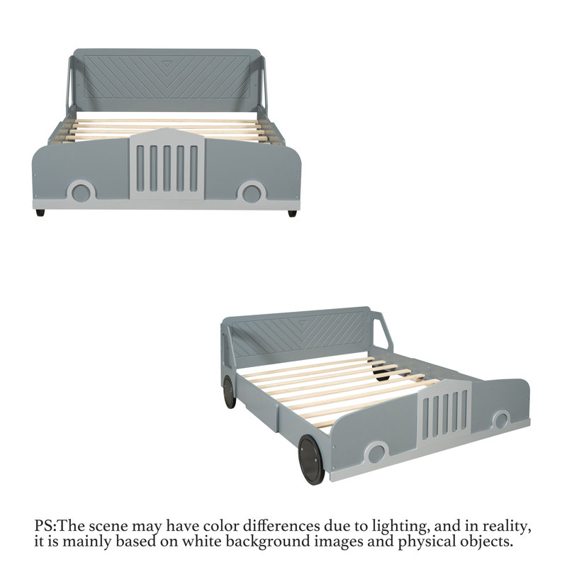 Lit plateforme double avec roulettes, Gris