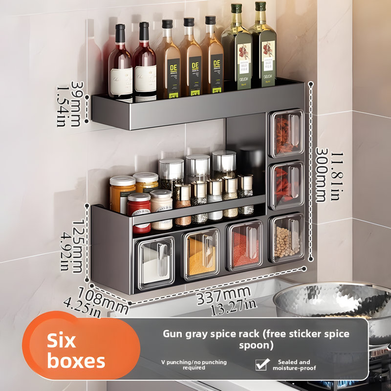 Étagère à épices à fixation murale pour la cuisine - Contenant pour pots à épices de qualité supérieure avec couvercle pour comptoir ou armoire - Distributeur de condiments peu encombrant pour sel, poivre, sucre