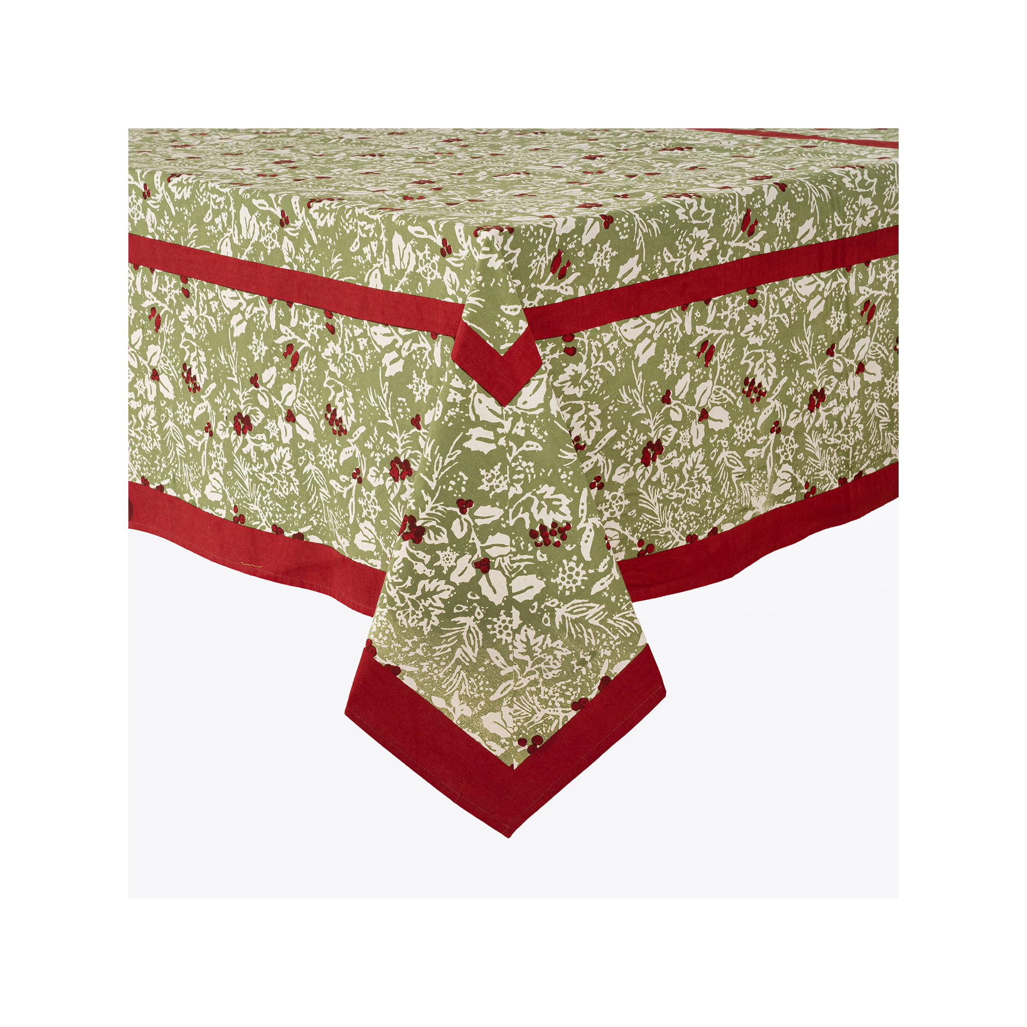 Liljan Floral Christmas Tablecloth, 106" x 71"