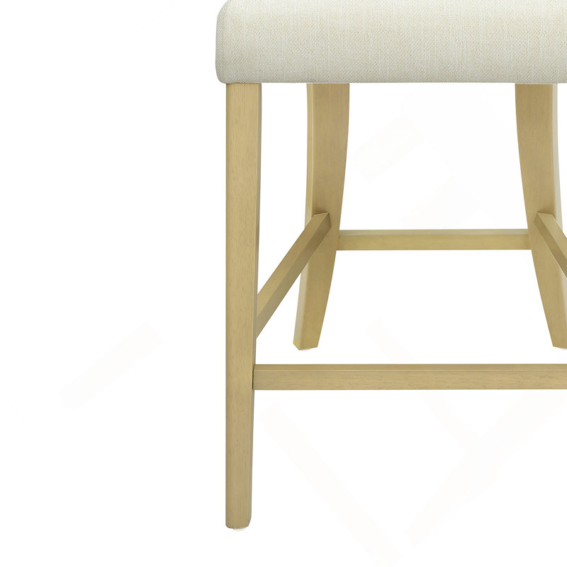 Ensemble de 2 tabourets de comptoir sans accoudoirs (frêne clair + beige), Frêne clair, Beige