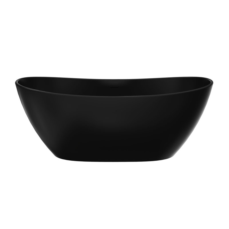 65 po. Baignoire autoportante ovale de 65 po à surface solide noire et esthétique pour salle de bain