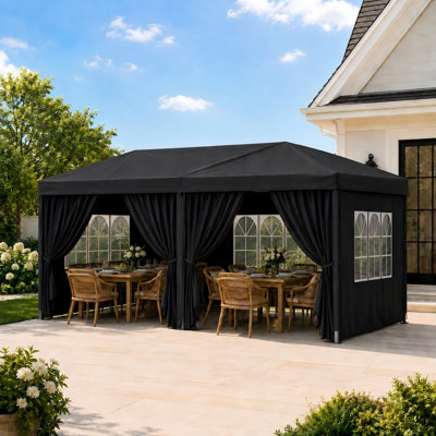 20'W x 10'D Canopy Tent, Heavy Duty Pop up Canopy with Sidewalls -Black