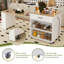 Îlot de cuisine extensible de 80 pouces avec prises de courant intégrées pour la table à manger, avec armoires et chariot de rangement mobile à 2 tiroirs-1515610797