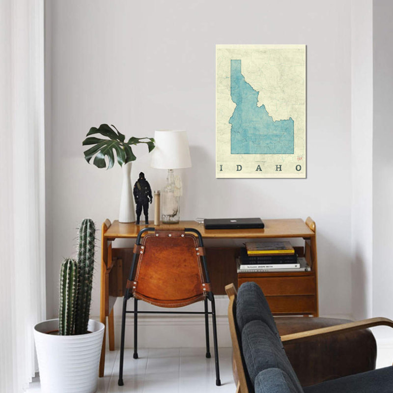 «Idaho Map», impression sur toile, H 60 po x l 40po x P 1,5 po, Toile tendue, Pas de tapis