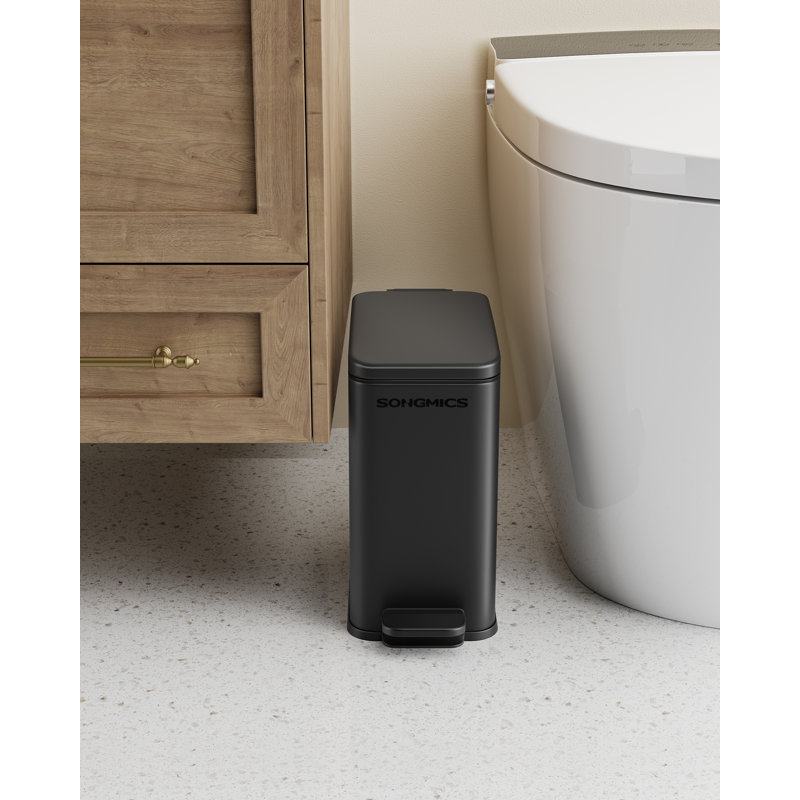 Clemie Plastic Step On Kitchen Trash Can - 5L, Black