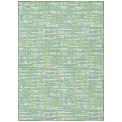 9' X 12' Mint Green Abstract Washable Indoor Outdoor Area Rug