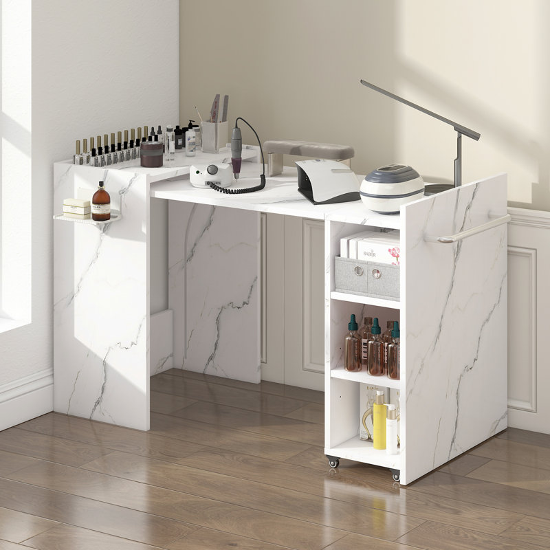 Manicure Folding Table Nail Table Station, White