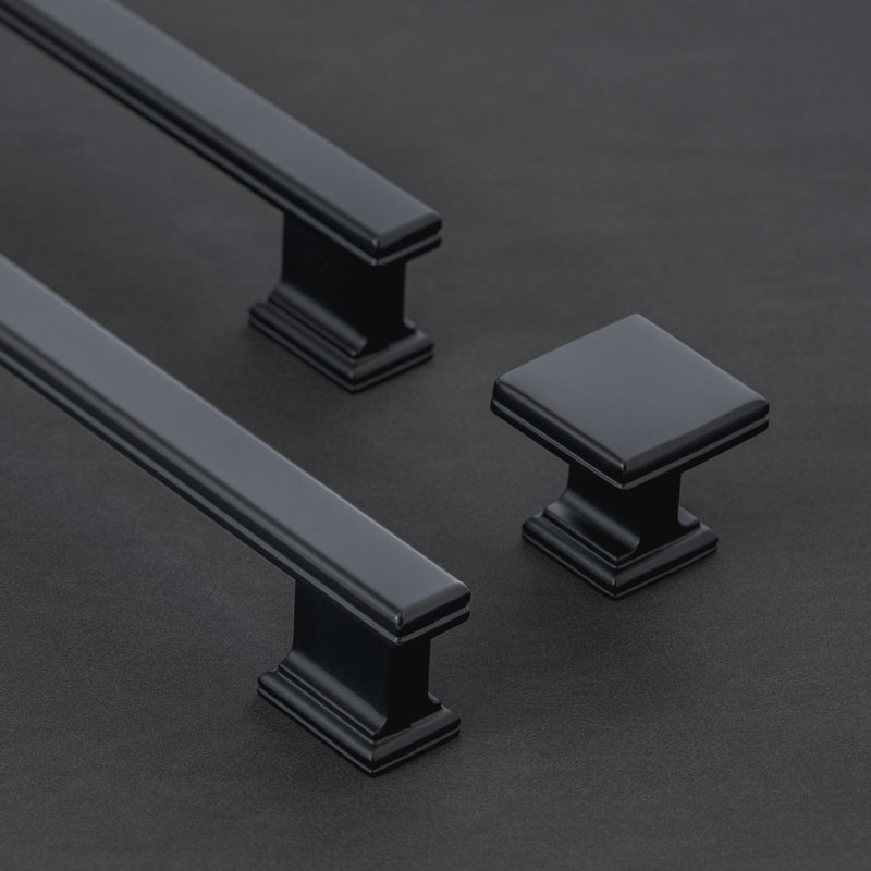 New Collection Classic Vintage Decorative Square Pillar Knobs Multipack, Matte Black