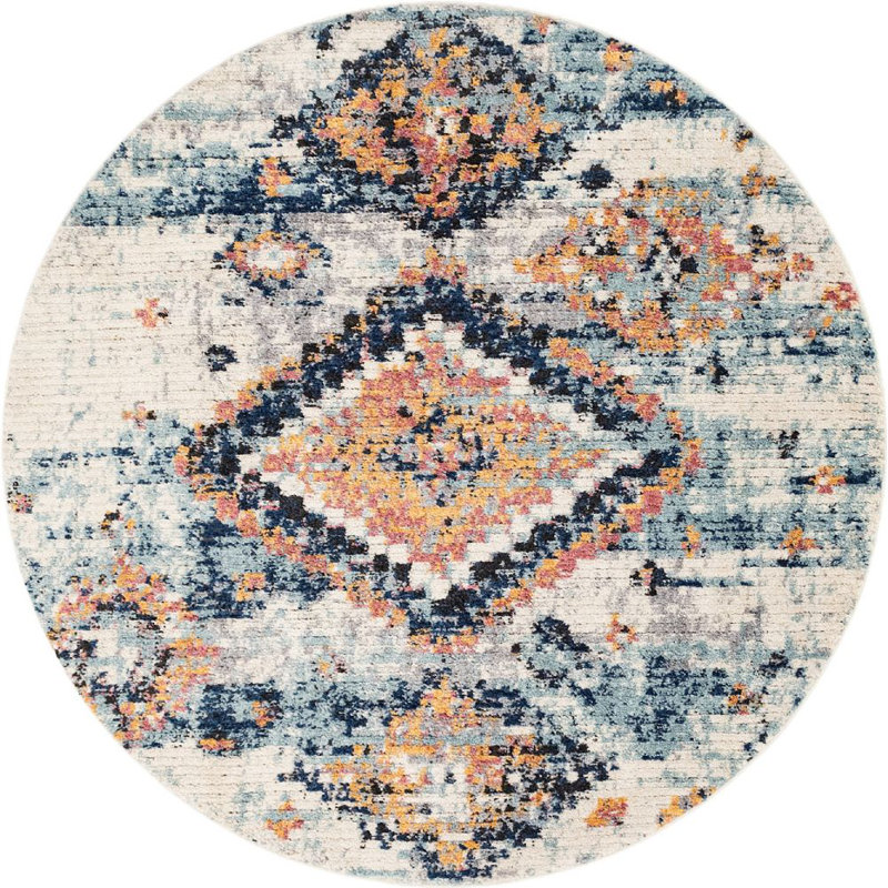 Victorville Abstract Indoor Rug, Round 7'