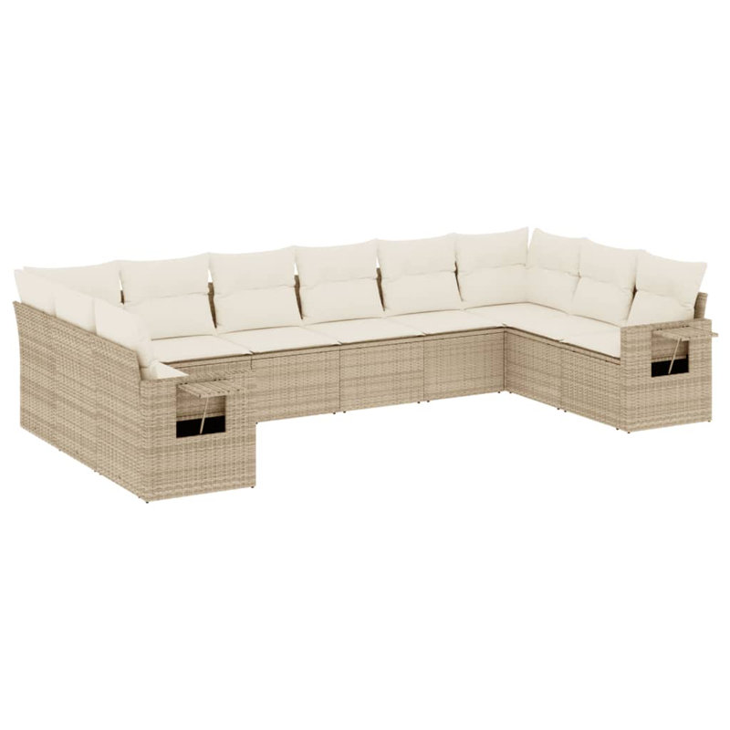 Ensemble de canapé de jardin Vidaxl, rotin PE beige, acier thermolaqué, polyester