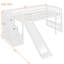 Lit mezzanine simple avec deux tiroirs et glissière Stairway, blanc