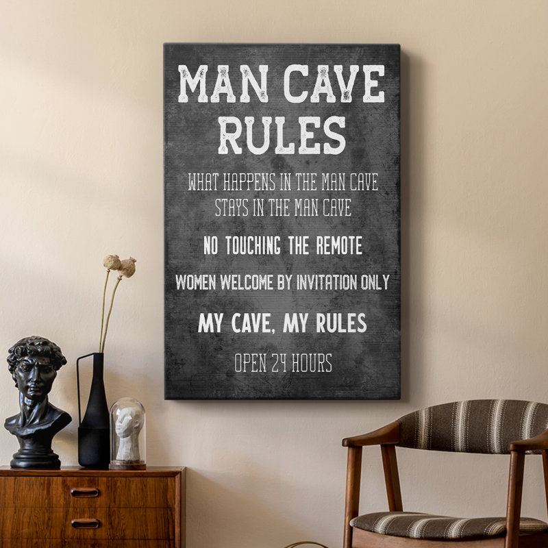 Man Cave Rules -Custom Wrapped Gallery Cavas, 60" H x 40" W