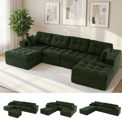 Boneless Corduroy Cloud Modular Couch,4-in-1 Flexible Combination Sectional Sofa