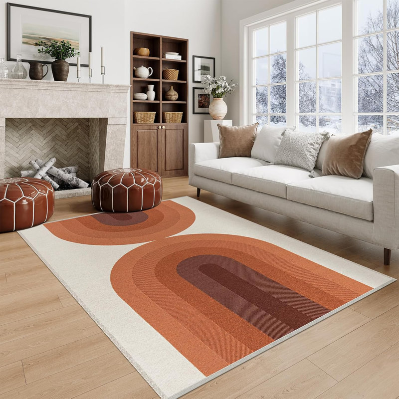 Washable Kids Rugs 5x7, Ultra-Thin Rainbow Woven Playroom Rugs for Kids Bedroom