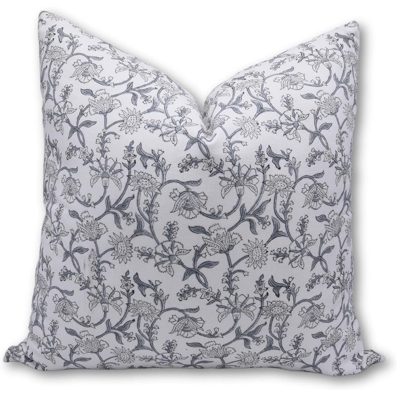 Housse de coussin décorative en coton à imprimé à la main pour canapé-lit - 14 x 14 pouces, 14 po x 14 po, Carré