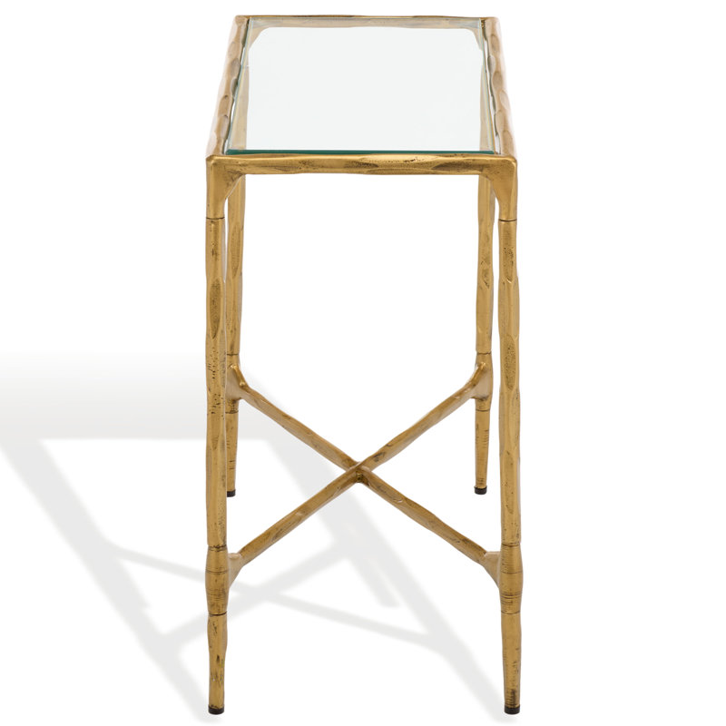 Isabellina Metal and Glass Accent Table, Brass