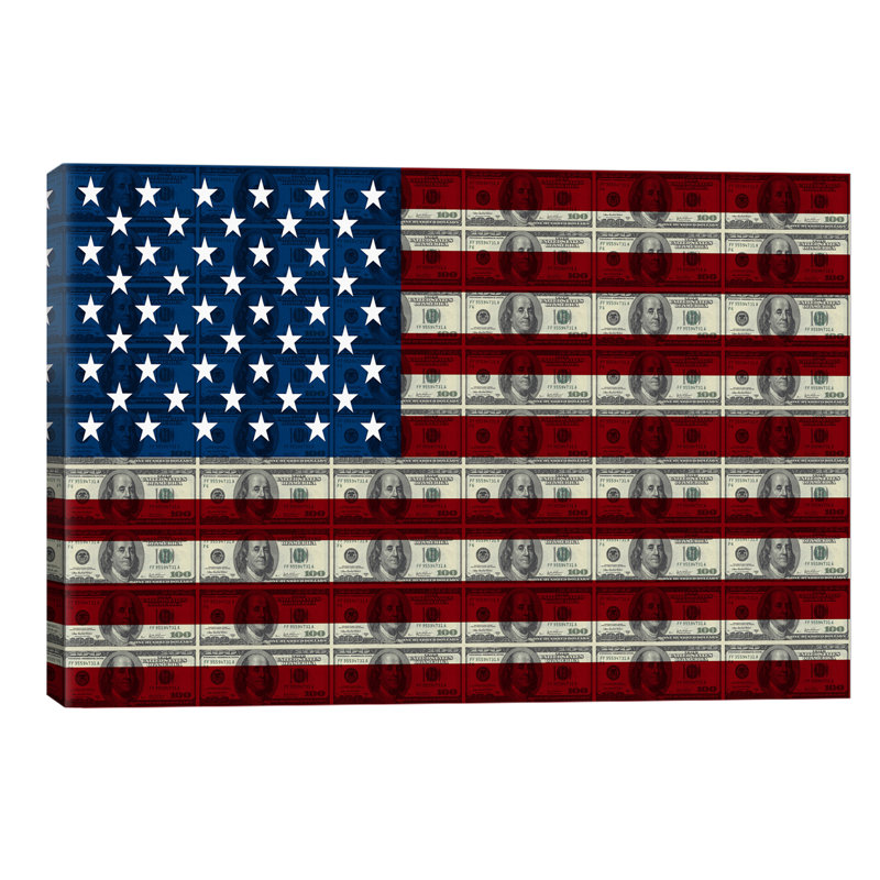 Usa Flag (All About the Benjamins) 1 Piece Wall Art on Canvas, 66.04 cm H x 45.72 cm W x 3.175 cm D