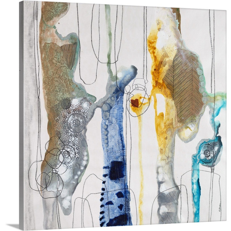 « botanique contour xivi », peinture sur toile, Toile tendue, H 24 po x l 24 po x P 1,25 po