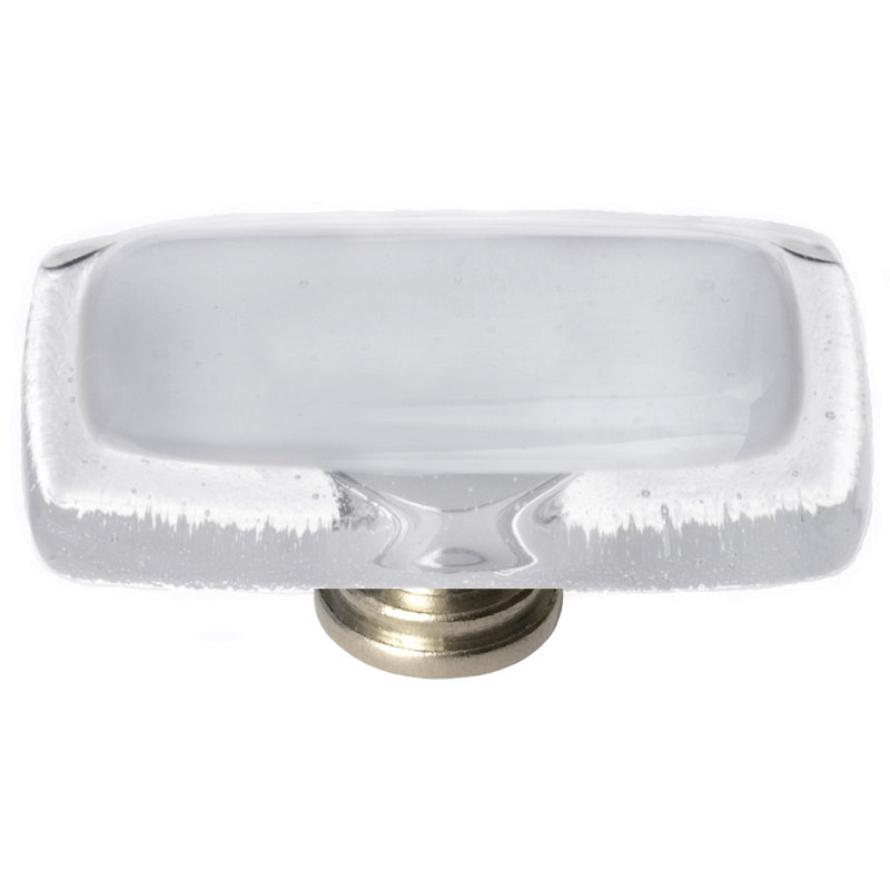 Reflective Rectangular Knob, Blue-Grey, Satin Nickel