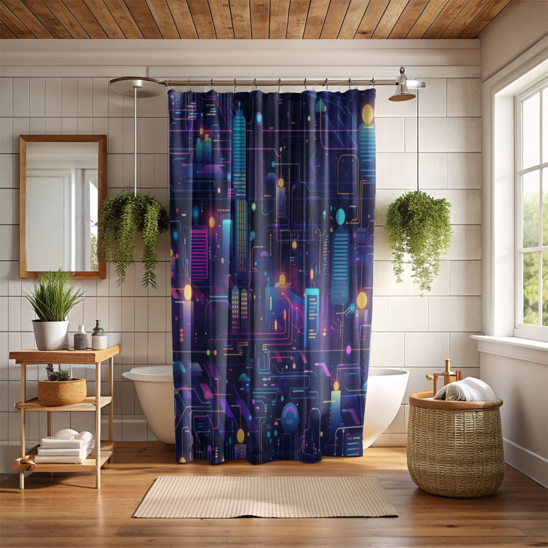 Rideau de douche Radiant City - Premium, H 74 po x l 71 po
