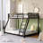Metal Twin Over Full Size Bunk Bed,, Low Profile Bunkbeds with Length Guardrail and Ladder-725769958