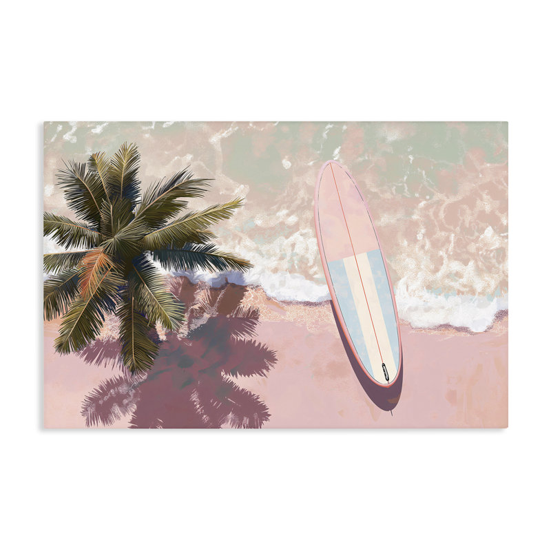 Planche de surf rose et rosé, par Jacky Ngan, H 16 po x l 24 po