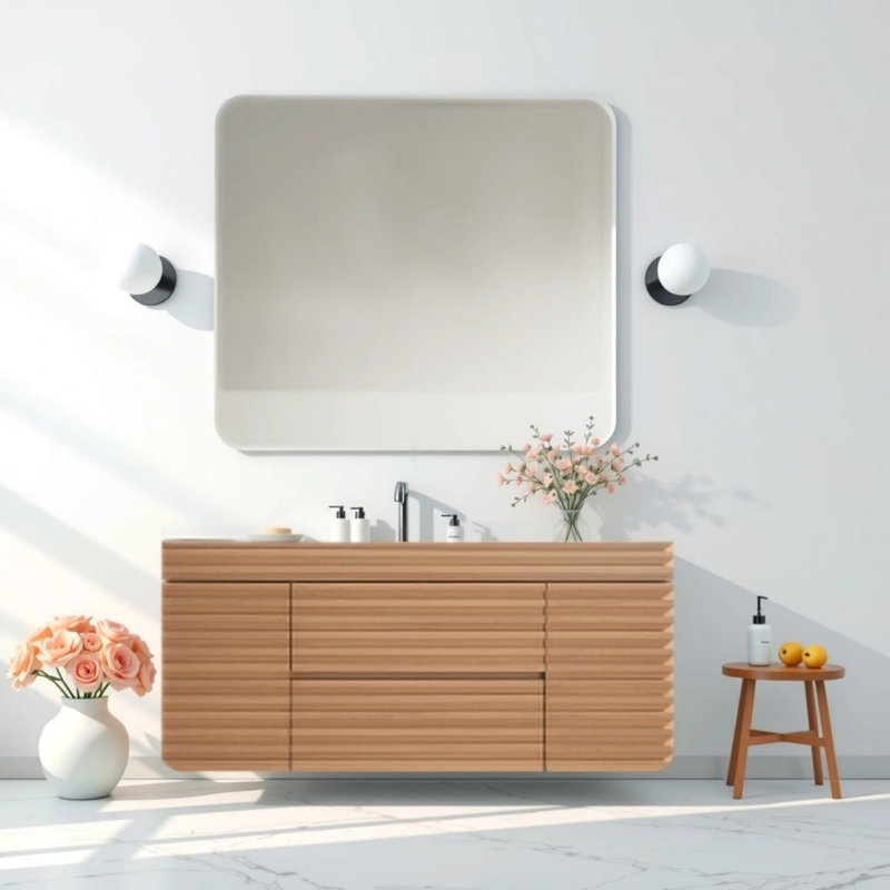 Meuble-lavabo flottant mural 48 po avec lavabo intégré Nordic Minimalist