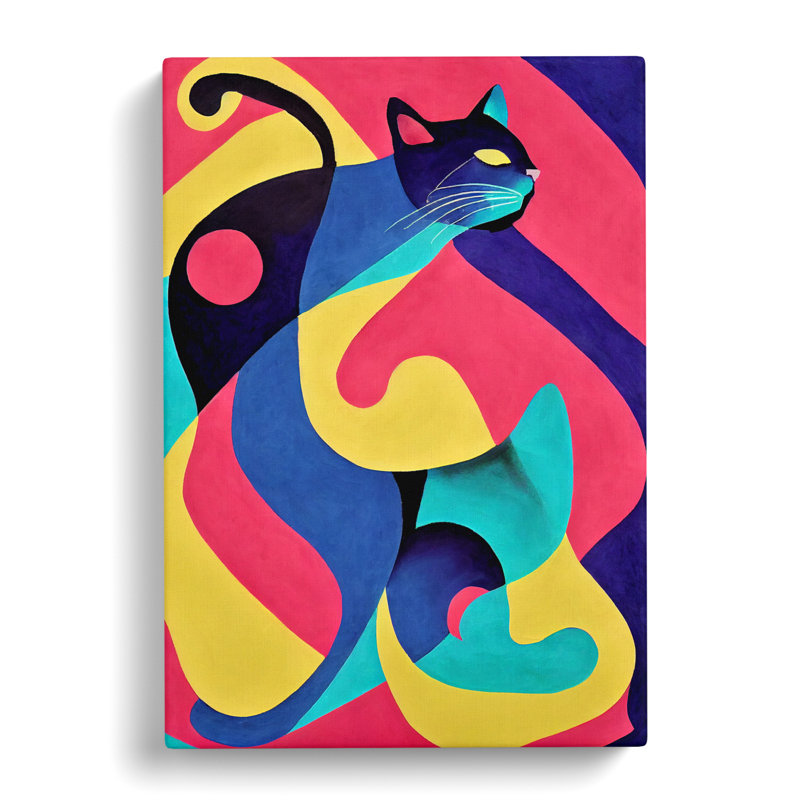 Cat Abstract Design - Wrapped Canvas, 50cm H x 35cm W x 3cm D