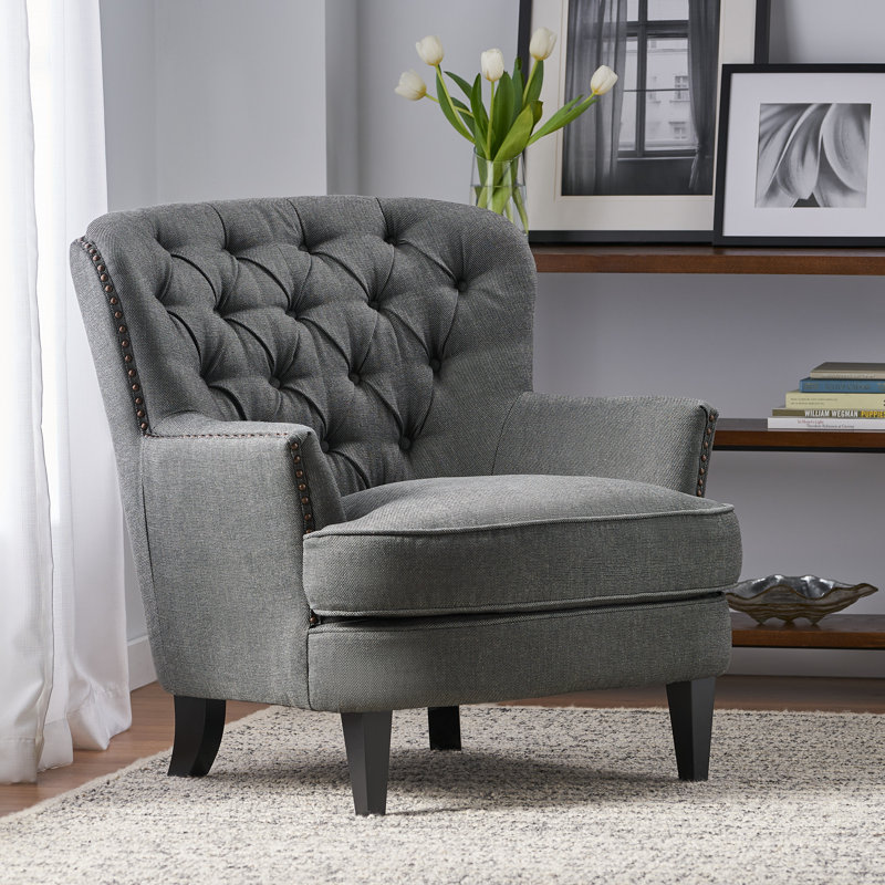 Parmelee Upholstered Accent Chair, Gray Polyester