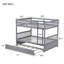 Structure de lit superposé convertible en bois d'hévéa massif gris ardoise double avec échelle gigogne et garde-corps pour la chambre à coucher