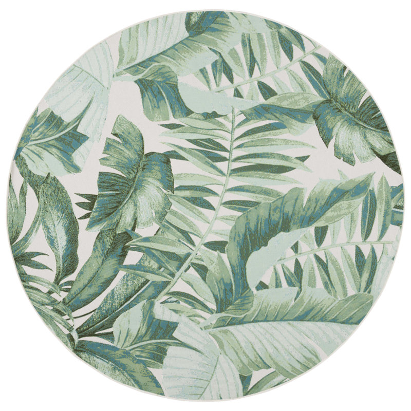 Tapis d'intérieur / extérieur floral Adesola 500 Performance, Rond 6 pi 6 po