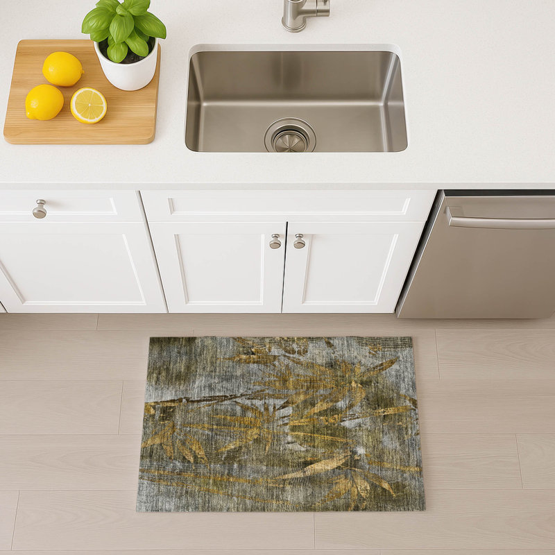 Tapis botanique intérieur / extérieur lavable à la machine Bernadette ACN2222, Rectangle 1 pi 8 po x 2 pi 6 po