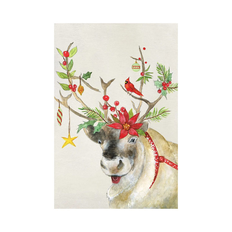 «Playful Reindeer II», reproduction d'art sur toile tendue