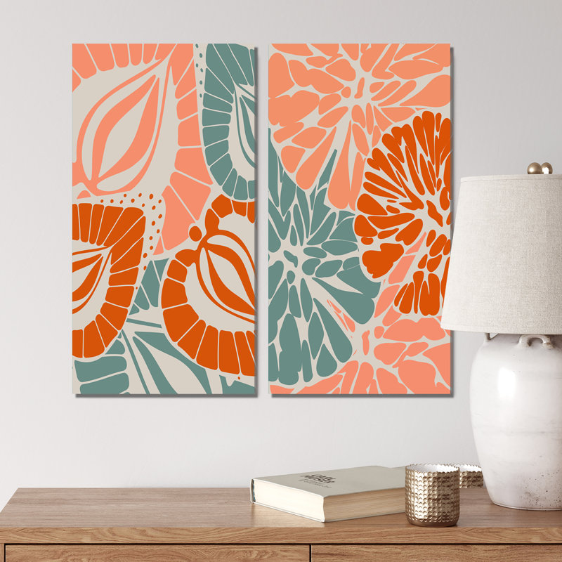 «Retro Strawberry Orange and Apple I», ensemble de 2 impressions, H 32 po x l 32 po x P 1 po, Toile tendue