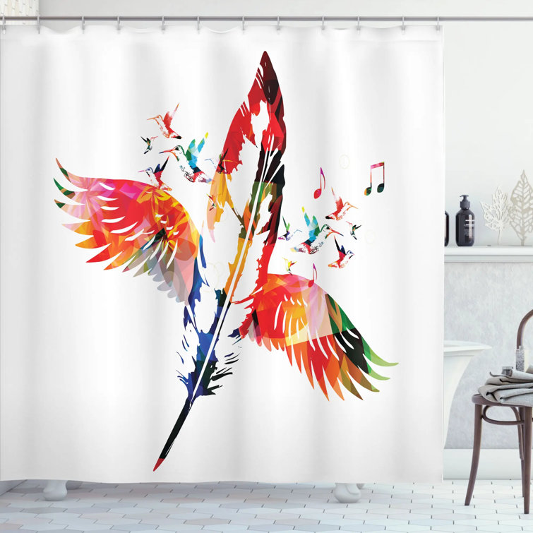 East Urban Home Feather Fashioned of A Bird Decor Shower Curtain