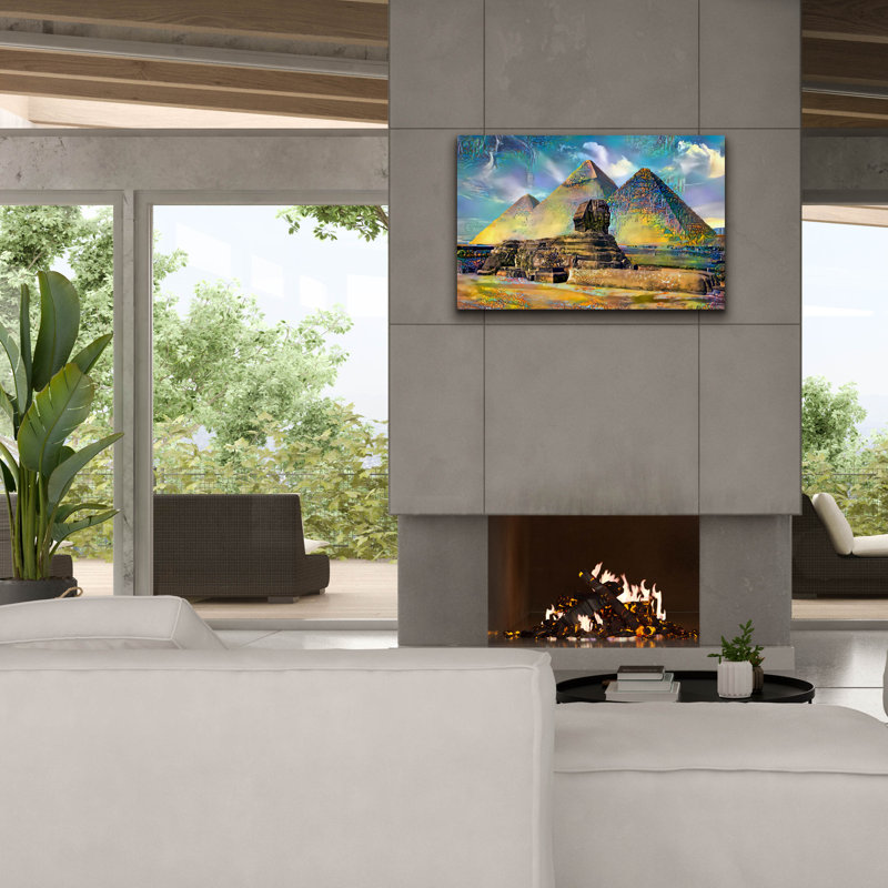  «Égypte, pyramides de Gizeh et sphinx» par Pedro Gavidia, art mural sur toile, H 26 po x l 40 po