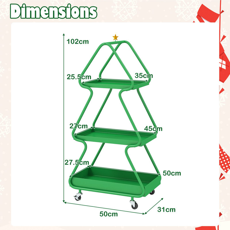 102cm H x 50cm W Utility Cart with Wheels