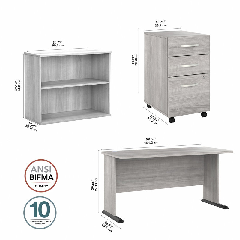 Ensemble de bureau d'ordinateur Studio A, Gris platine