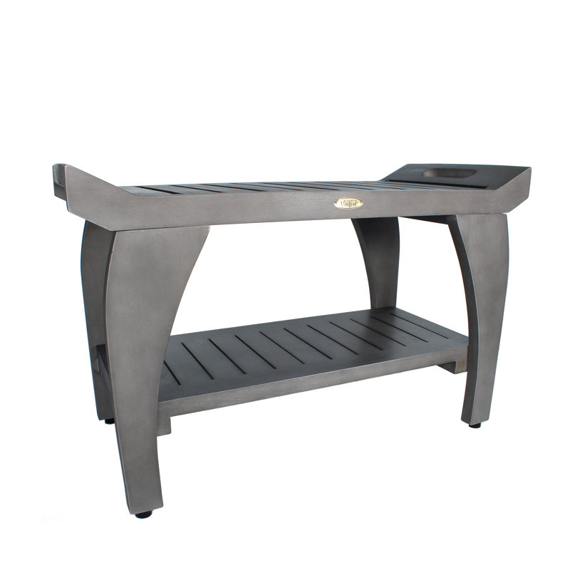 30'' Teak Shower Bench with LiftAide Arms and Shelf