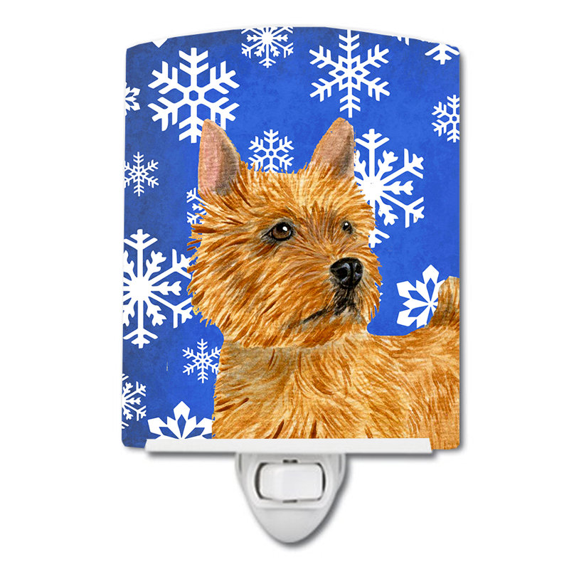 Éclairage pour nuit en céramique norwich terrier winter