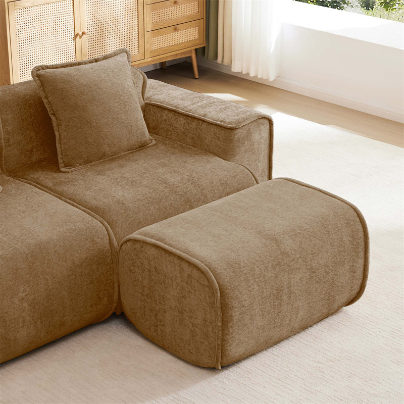 Harrison Ottoman Velvet With High-Resilience Foam And No Assembly Required For Ultimate Comfort, Brown