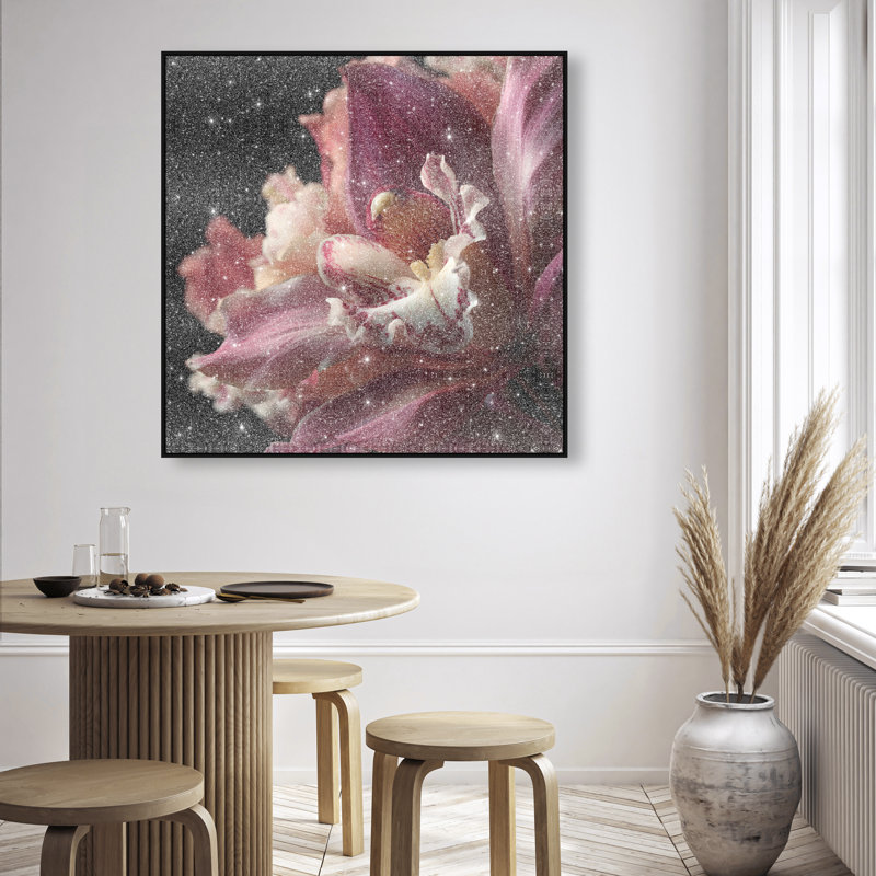 Velvet Labellum Print by Oliver Gal, 41"H x 41"W, Black Floater Frame