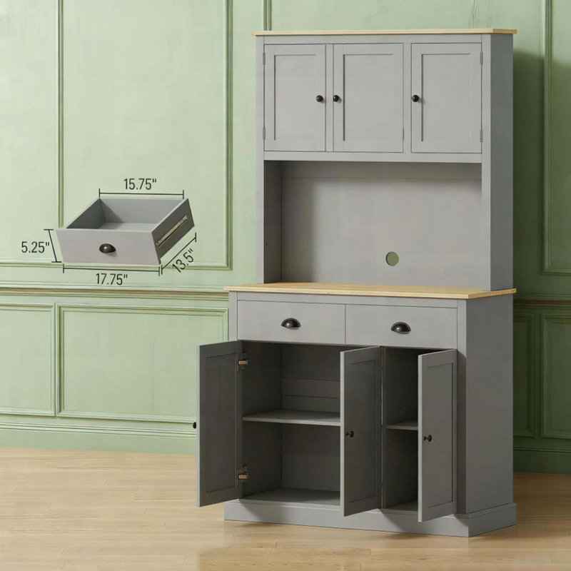 71 grands garde-manger avec portes en verre et tablettes réglables, Gray