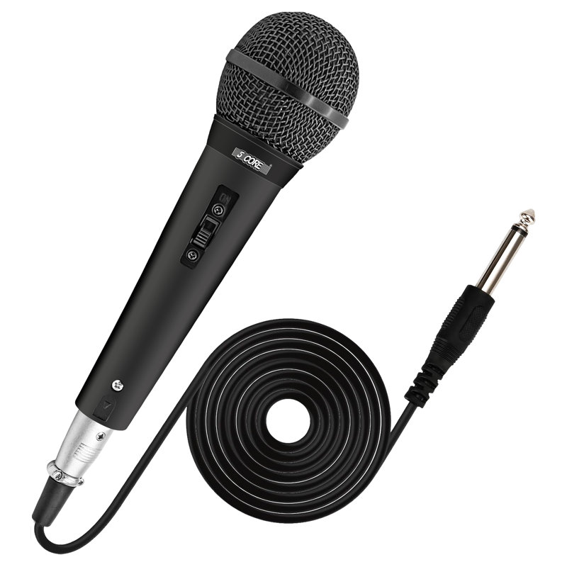 Microphone karaoké dynamique 5 fils cardioïde unidirectionnel avec interrupteur marche / arrêt, cordon XLR