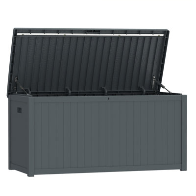 Altibloom 90 Gallon Water Resistant Resin Lockable Deck Box, Ideal For Garden Patio Furniture and Supplies