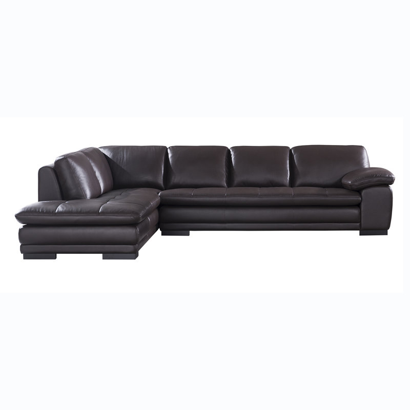 126" Wide Leather Match Sofa & Chaise, Left Hand Facing, Coffee Leather
