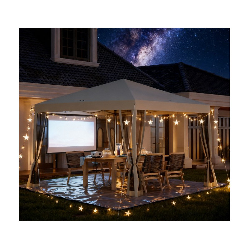 Screen House Room,Pop Up Canopy Tent With Netting,Instant Gazebo,With Carry Bag,Height Adjustable, Beige