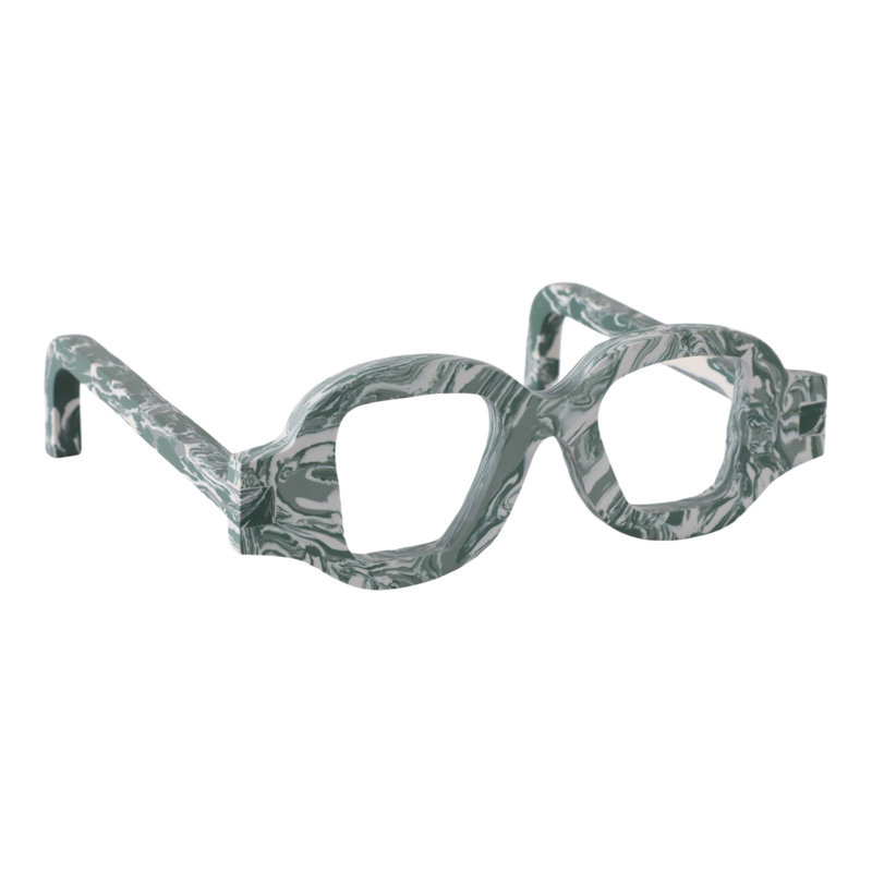 Stone Eyeglasses Shaped Decorative Object Sculpture Ornament Modern Carved Accent Art Abstract Silhouette Display Piece Indoor Artisan Novelty Eyewear Figurine Architectural Detail